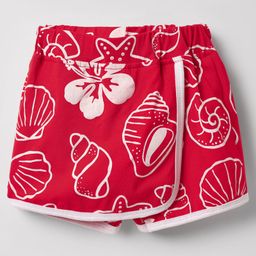 Little Kangaroos 100% Cotton Knee Length Skorts With Beach Theme Print -Red-image-66