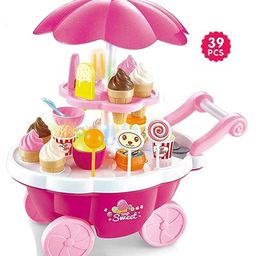 ADKD Ice Cream Toy Cart Play Set with Music & Light -Multicolor-2