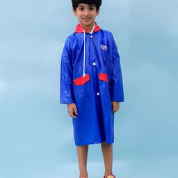 M'andy Polyester Full Sleeves Colour Blocked Hooded Raincoat - Navy Blue-image-69