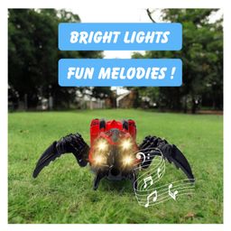 Planet of Toys Mechanical Spider Machine with Lights, Music & 360° Rotating Wheels | Engaging Toy with Realistic Spider Movements & LED Lighting Effects | Interactive Play for Kids | Durable & Safe Design - Red image 2