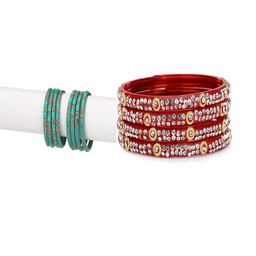 SOMIL Set Of 12 Alloy Artificial Stones & Beads Bangles-picture-29