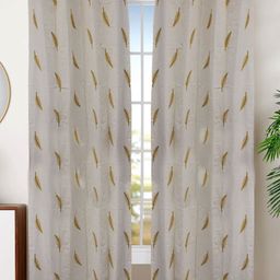Dekor World Yellow Set of 2 Embroidered Long Door Curtain-51