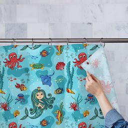 ArtzFolio Blue & Red Printed Waterproof Shower Curtains-image-102