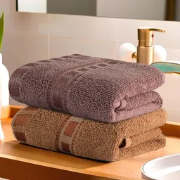 Kuber Industries Brown & Coffee Brown 2 Pieces Anti Bacterial 225 GSM Cotton Face Towels-30