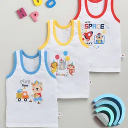 BUMZEE Boys Pack Of 3 Printed Cotton Innerwear Vests-image-48