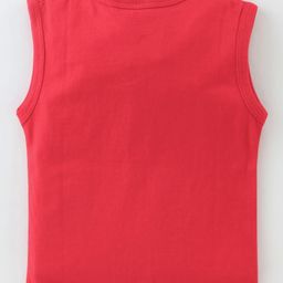 Simply Interlock Sleeveless Text Printed Set of Vests Pack of 3 - Royal Blue Red & Green image 5