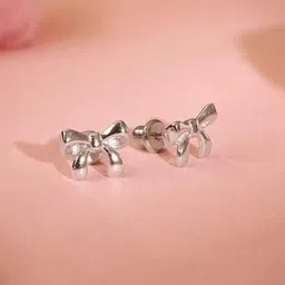 GIVA Girls 925 Sterling Silver Rhodium-Plated Bow Studs-image-70