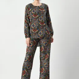 BAESD Floral Printed Round Neck Tunic With Trousers-picture-42