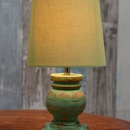 Decorcity Green Wood Traditional Cylindrical Shaped Table Lamp-15