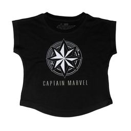 Marvel by Wear Your Mind Girls Black Printed Captain Marvel Top-picture-5