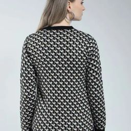 Monte Carlo Black Regular Fit Self Pattern Cardigan image 2
