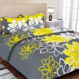 SEJ by Nisha Gupta Grey & Yellow Bed Sheet Sets-image-64