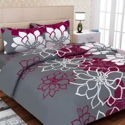 SEJ by Nisha Gupta Grey & Maroon Bed Sheet Sets-image-11