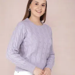 Crimsoune Club Lavender Self Design Sweater-image-73