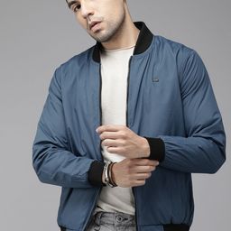 Roadster Men Teal Blue Solid Bomber Jacket-image-17