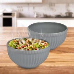 Urban Chef Grey Ceramic Handcrafted Microwave Safe Bowl - Set of 2-15