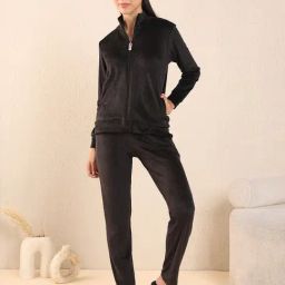 Sweet Dreams Black Regular Fit Solid Tracksuit-image-76