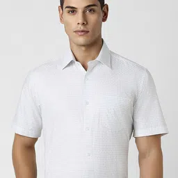 Van Heusen Men Spread Collar Micro Checked Cotton Formal Shirt-image-17