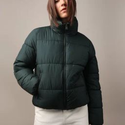 Only Dark Green Regular Fit Puffer Jacket-picture-31