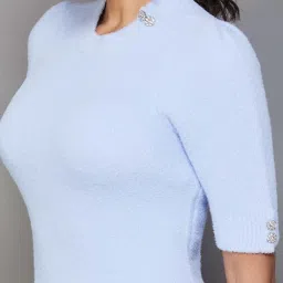 Code by Lifestyle Blue Self Pattern Top image 5