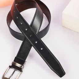 ZEVORA Black Textured Leather Casual Belt-image-31
