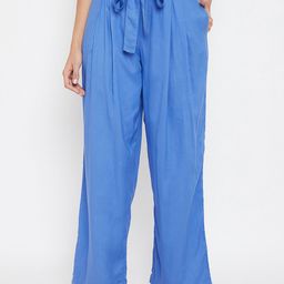 Clovia Women Blue Solid Lounge Pants-picture-21