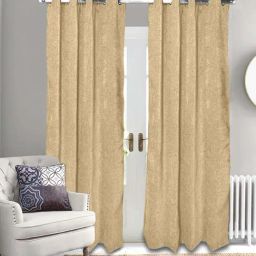 Saral Home Tic tac Gold Chenille & Polyester Yarn Blackout Door Curtains 9ft - Set of 2-image-81