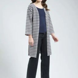 Monte Carlo Grey Regular Fit Self Pattern Shrug image 4