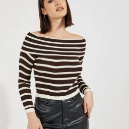 Styli Brown Striped Sweater-image-27