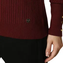 Allen Solly Maroon Regular fit Solid Sweaters image 5