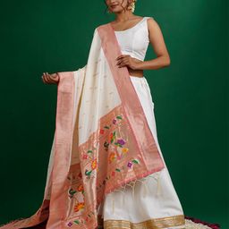 TEEJH Chandrabhaga Floral Woven Design Dupatta With Zari-41