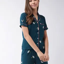 Miss Chase Blue Printed Shirt With Shorts-picture-12