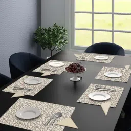 Saral Home Grey Cotton 42 TC Placemats with Napkin - Set of 12-33