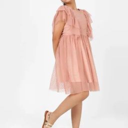 Peter England Kids Peach Textured Pattern Dress-image-97