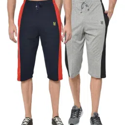 Vimal Jonney Navy & Grey Regular Fit Capris - Pack of 2-image-78