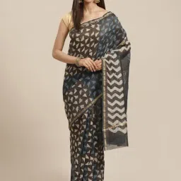 Kalakari India Brown Cotton Printed Saree With Unstitched Blouse-picture-36