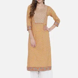Block Studio Hand Block Printed white Gota Embroidered Cotton Straight Kurta-picture-21