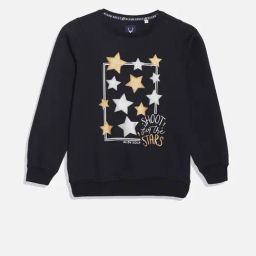 Allen Solly Girls Black Cotton Blend Print Sweatshirt-image-99