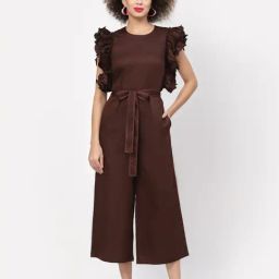 Lela Brown Cotton Sleeveless Jumpsuit-image-67