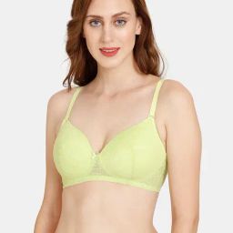 Rosaline by Zivame Green Lace Half Coverage Balconette Bra-image-49