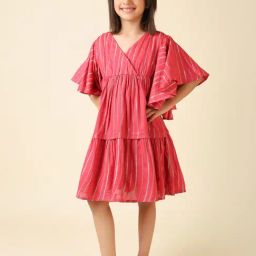 Fabindia Kids Pink Embroidered Dress-image-60