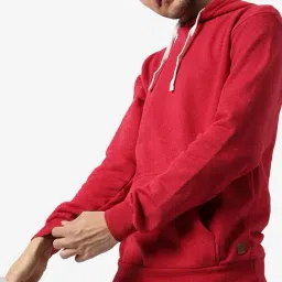 Campus Sutra Red Cotton Regular Fit Hooded Sweatshirt-image-75