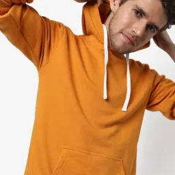 Campus Sutra Yellow Cotton Regular Fit Hooded Sweatshirt-picture-14