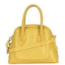 Baggit Yellow Textured Medium Bowler Bag-69