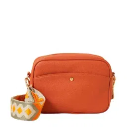 Accessorize London Orange Solid Medium Sling Handbag-image-97
