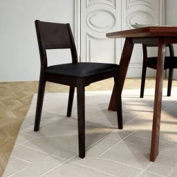 Durian Thea Mid-Century Modern Dark Brown & Black Solid Wood Dining Chair-0