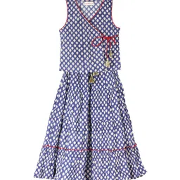 My Little Lambs Girls Blue & White Ready to Wear Lehenga with Blouse-image-28