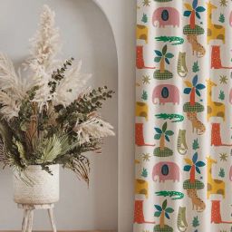 Urban Space Jungle Safari Buttercream Polyester Printed Black Out Long Door Curtain - Set of 2-12
