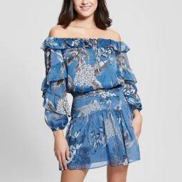 Guess Blue Tropical Full Sleeves Tops-picture-24