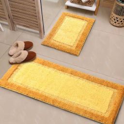 Saral Home Yellow Microfiber Stripes Bathmat-19